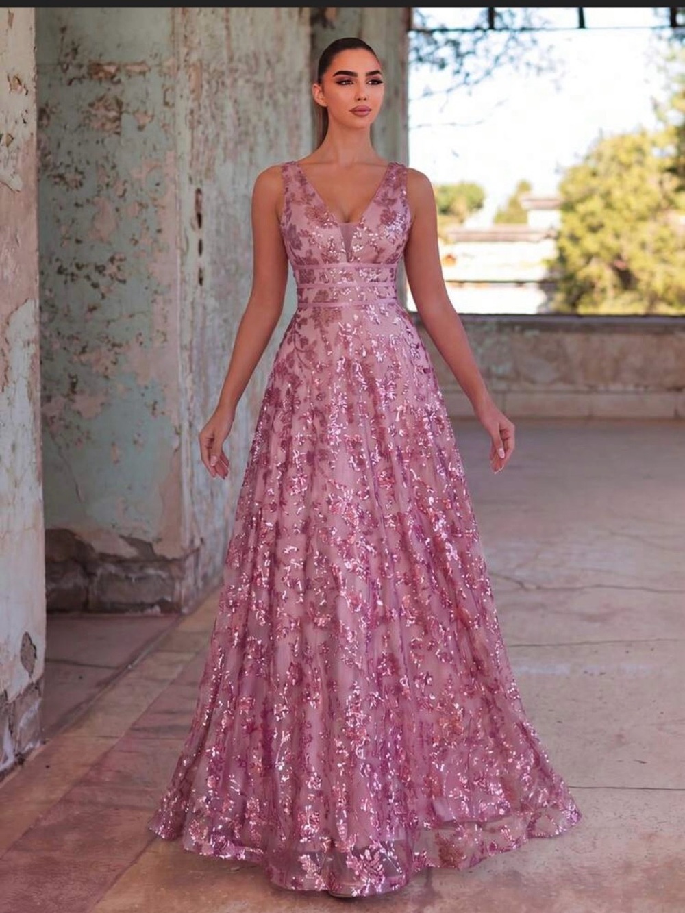 Faeriesty Floral Sequined Gown